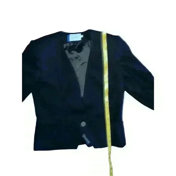 Mort Schrader Sz 4 Vtg black cropped wool jacket blazer & skirt Office Siren - Picture 7 of 9